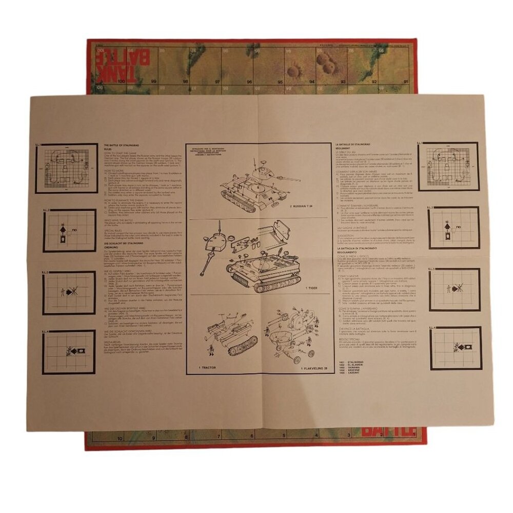 Milton Bradley Battle Tank Board Army Strategy Paper Grid 1975 Large Replacement